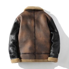 Winter Leather And Fur Jacket Men's Loose Lapels Color Matching Lamb Wool Velvet
