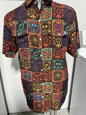 Raised By Coyotes Men's Pearl Snap Shirt Sugar Skull READ DESCRIPTION CAREFULLY 