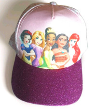 Disney Princess Glitter Snapback Baseball Caps Adjustable Kids