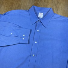 Brooks Brothers 346 Long Sleeve Mens Dress Shirt 17.5 34/35 Blue Classic Formal