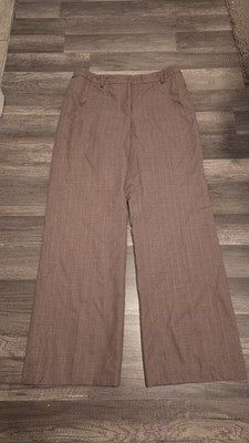 Charter Club Allison Fit Womens 16 Brown LIned Wool Blend Pin Striped Pants