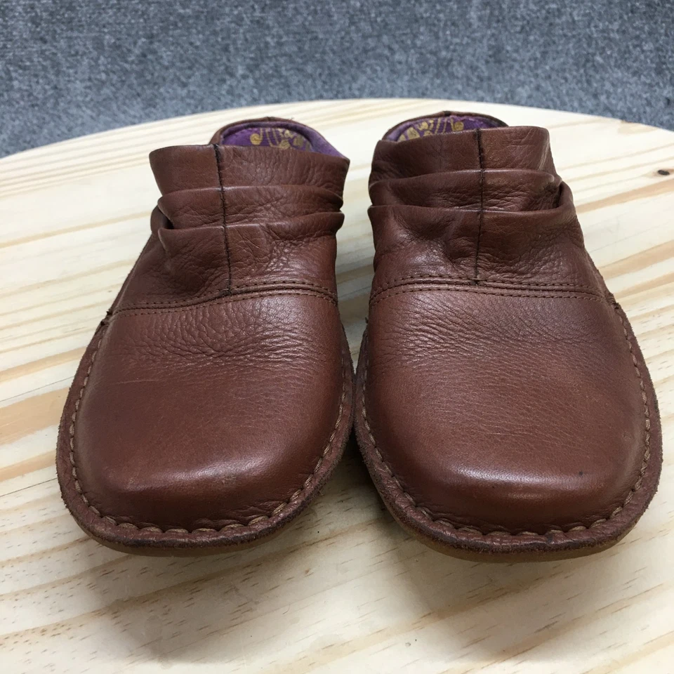 Hush Puppies Shoes Womens 6.5 M Casual Comfort Slip On Mules Flats Brown Leather - Image 4 of 4