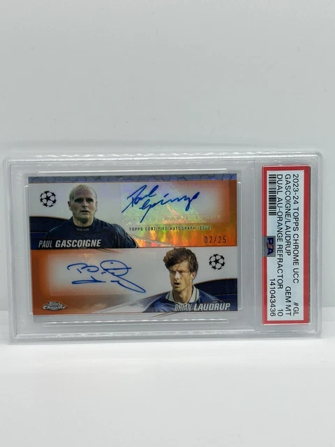 2023-24 Paul Gascoigne Brian Laudrup /25 Topps Chrome Dual Auto PSA 10 POP 2