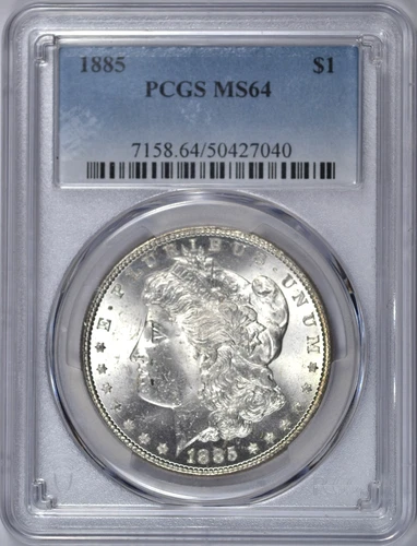 1885 MORGAN SILVER DOLLAR PCGS MS64 CHOICE BU