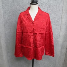 Secret Treasures Satin Pajama Set Womens S Red Floral Button Sleepwear Lounge