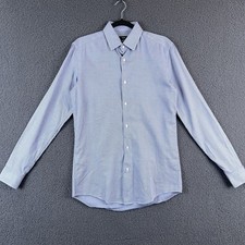 HUGO BOSS Slim Fit Stretch Geometric Pattern Long Sleeve Button Up Shirt 37/14.5