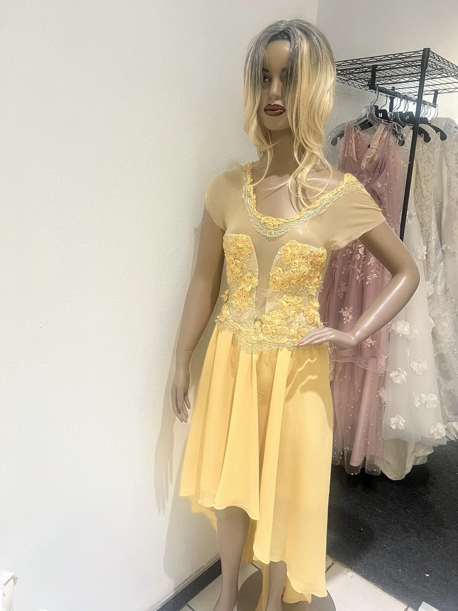 rose embroidered bodycon dress Mustard Yellow Formal ( with yellow dupatta ) main image 1