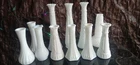 Vintage Lot of 10 White Milk Glass Bud Vases Various Patterns & Sizes