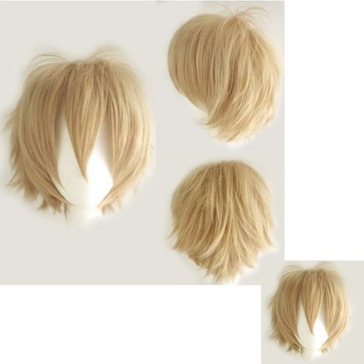 Perücke, Cosplay, Unisex, Bob, Anime, blond, Hitzebeständig, glatt, Party