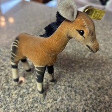Vintage Steiff Stuffed Animal OKAPI Stripes Deer Antelope Zebra 6414,00 Ear Tag
