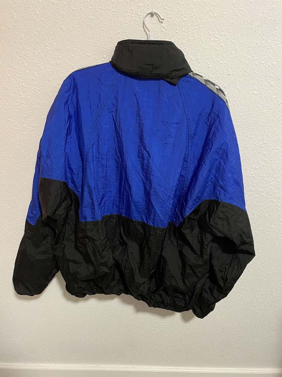 Vintage Lotto Italia Calcio Soccer Windbreaker Jacket Blue Black