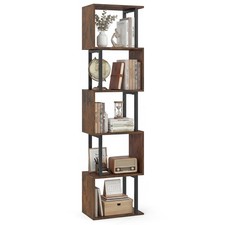 Image of COSTWAY 5-Tier Modern Bookshelf Tall S-Shaped Geometric Bookcase
