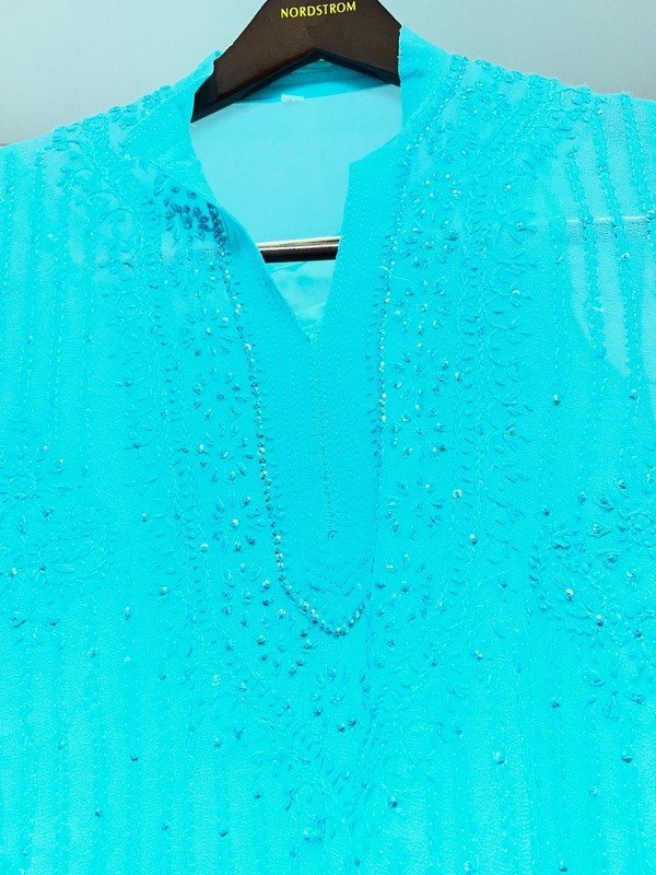 Green/Turqoise  chikinkari on  Kameez/Kurti top with Duppata-Medium
