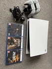 PS5 Disc Edition 825GB With Stand, 2 controllers and 3 games