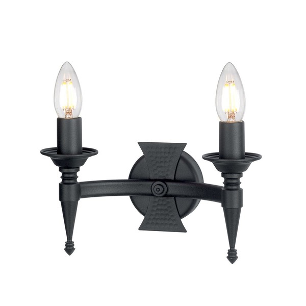 Wandleuchte Camelot 7 Schmiedeeisen Schwarz 2Xe14 B:26Cm Lampe Wohnzimmer Bett-image