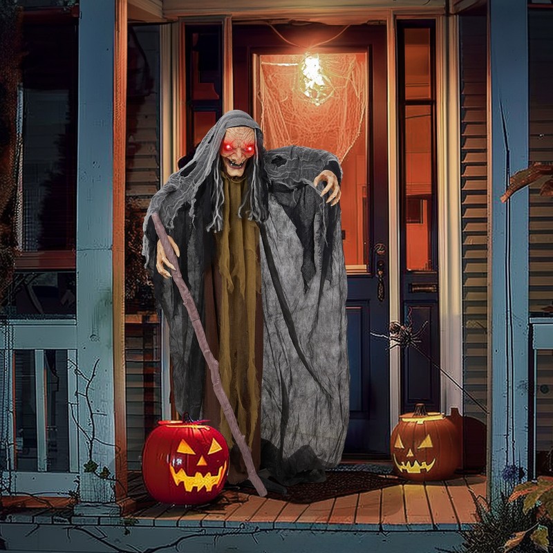 Yescom Animated Halloween Witch Crutch 5.3FT Sound Activated Party Decor 2026
