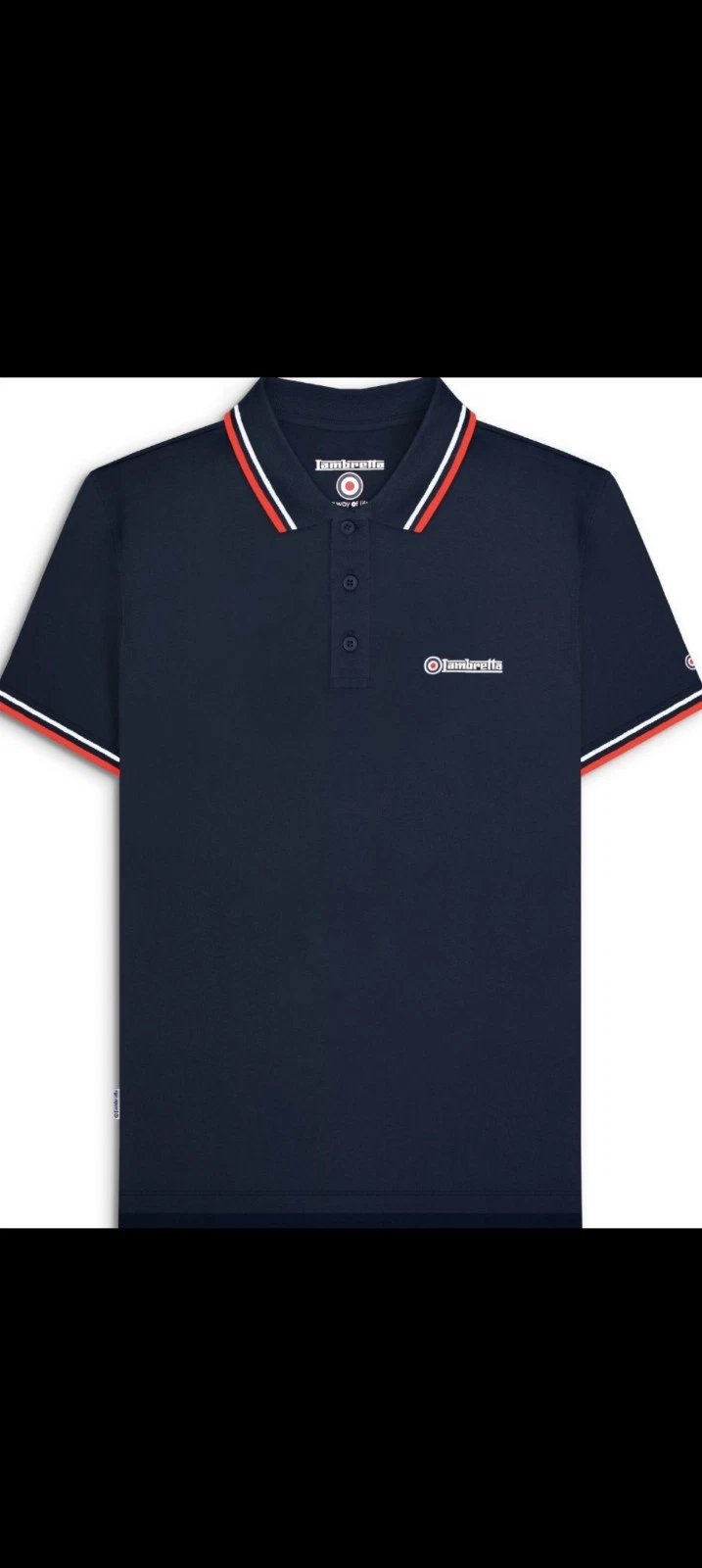Lambretta Mens Twin Tipped Short Sleeve 3 Button Placket Cotton Polo Shirt Top