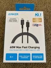 Anker 60W Max Fast Charging Braided USB-C to USB-C 6  Cable Free Shipping