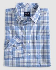 johnnie-O Dume Performance Button Up Shirt Wake Size M
