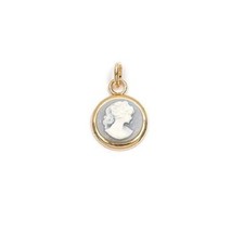 Pendentif "camée fond BLEU rond"plaqué or 750/000 garanti sans nickel