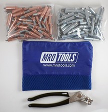 50 1/8  50 3/32 Cleco Fasteners  Cleco Pliers w/ Mesh Carry Bag K4S100-3 