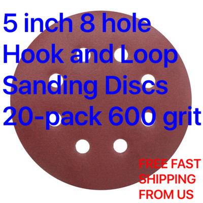 5 inch 8 hole Hook and Loop Sanding Discs 20-pack 600 grit