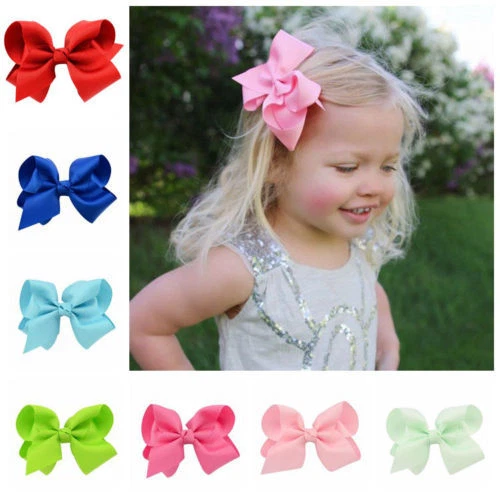 4 INCH BIG BOWS BOUTIQUE HAIR CLIP PIN ALLIGATOR CLIPS GROSGRAIN RIBBON BOW GIRL