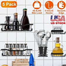 5PCS Industrial Bathroom Shower Caddy Corner Storage Rack Wall Shelf Organizer