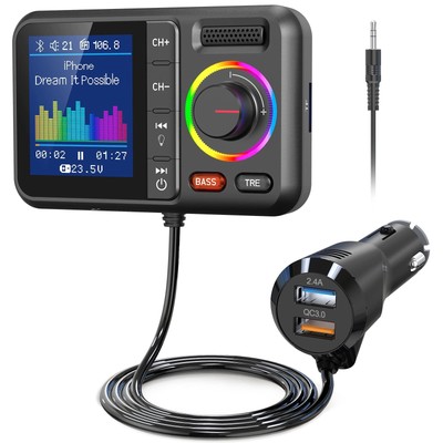 Nulaxy Bluetooth FM Transmitter for Car, Wireless Car Bluetooth V5.0 Adapter Big