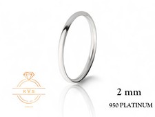 950 Platinum EUROPEAN 2mm Wedding Band Ring - EURO Comfort Fit Polished Finish
