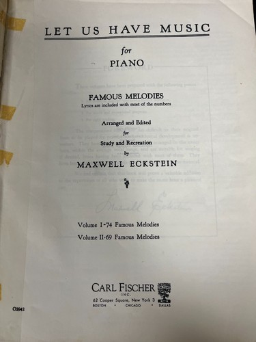 Let Us Have Music for Piano Vol 1 1940 Taschenbuch Maxwell Eckstein - Bild 3 von 9