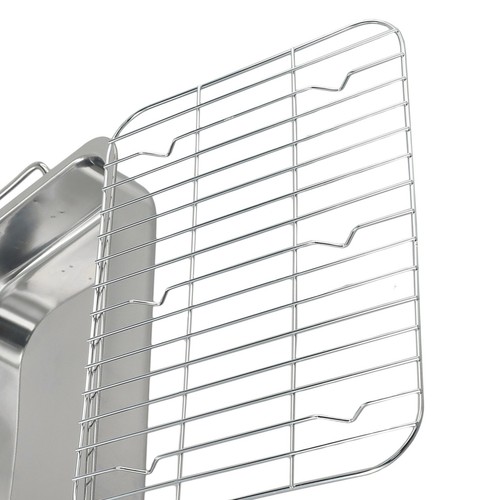 Stainless Steel Deep Roasting Tray Oven Pan Grill Rack Baking Roaster Tin Tray - Picture 11 of 72