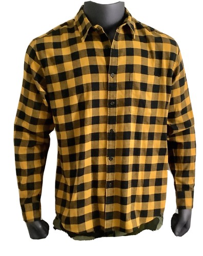 Camisa grunge hombre Uniqlo con botones de naranja/negra/talla EE. UU. XL usada | eBay