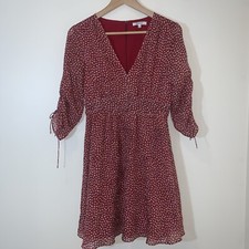 Madewell Dress Womens 2 Red Starviolet Mini Dress in Ditsy Flowers Romantic
