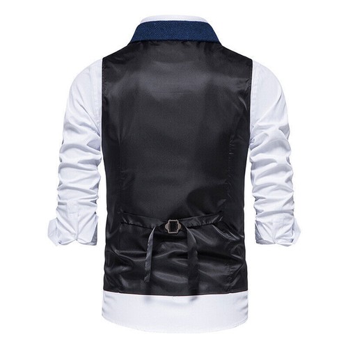 Gilet Uomo Tweed Babbo Tweed Gilet Spina di Aringa Vita Retro Formale Top Senza Maniche - Foto 9 di 16