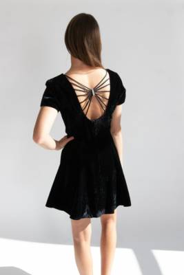 90s black velvet dress Vintage 90s Black Velvet Dress, Puffy Sleeve Gold Lace Yoke & Cuffs Gothic  Romance