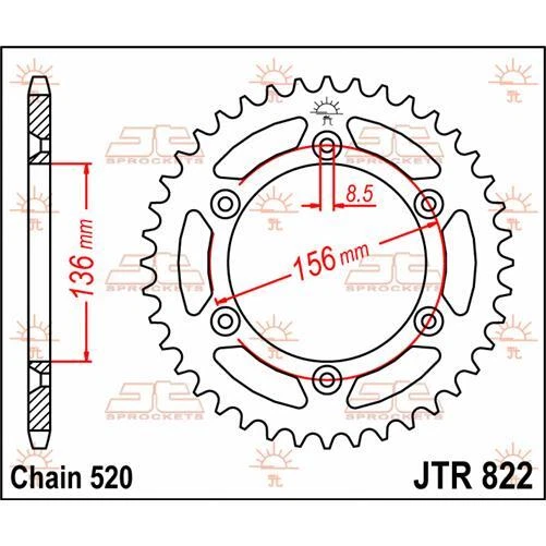 Piñón trasero HALLEY 450 SM 2009-2010 JT negro gasolina 47T 520 JTR822.47 Foto 2 de 4