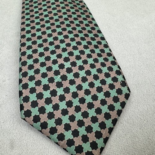 Jim Thompson Neck Tie Green Tan Black Foulard 100% Thai Silk New 3" x 56" - Picture 5 of 6