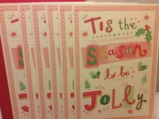 RSVP CHRISTMAS CARDS New w/Envelopes LOT 6 "TIS THE SEASON TO BE JOLLY..."