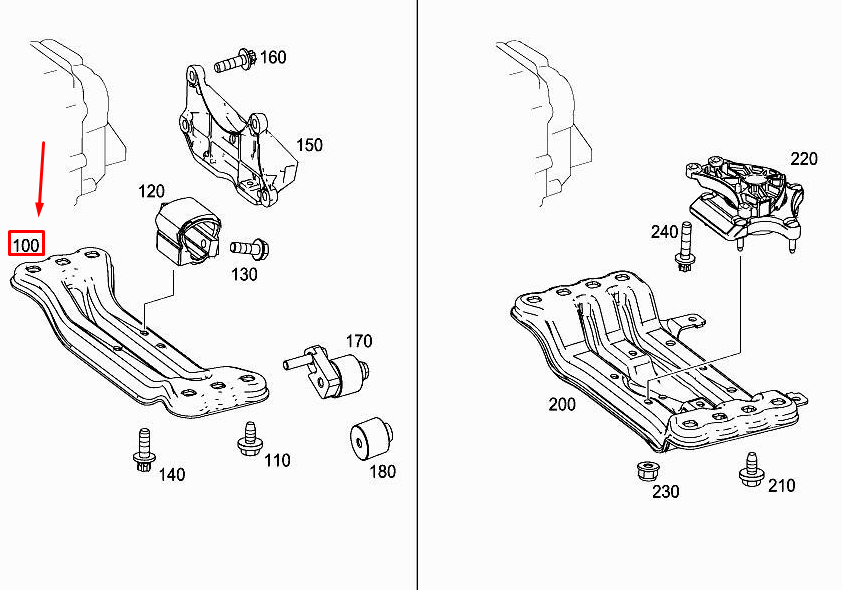 MERCEDES-BENZ C W205 Rear Engine Carrier A2052402502