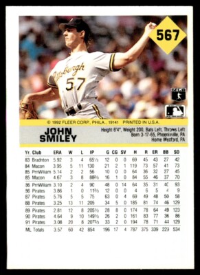 1992 Fleer #567 John Smiley Pittsburgh Pirates | eBay