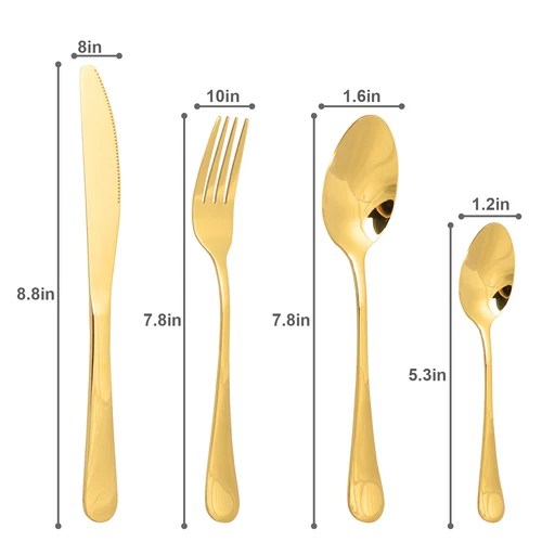 24PCS Luxury Plated Flatware Set Stainless Steel For Silverware Kitchen Cutlery - Picture 4 of 9