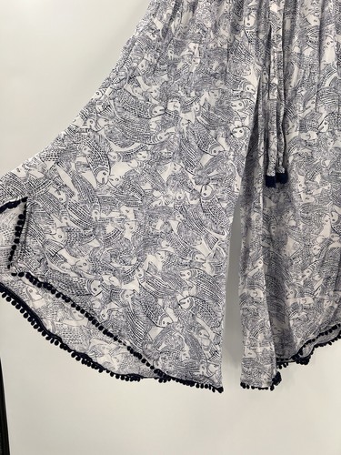 Anthropologie Wide Leg Pommed Beach Pants Women's Elastic Waist Easy Wear SMALL - Picture 3 of 13