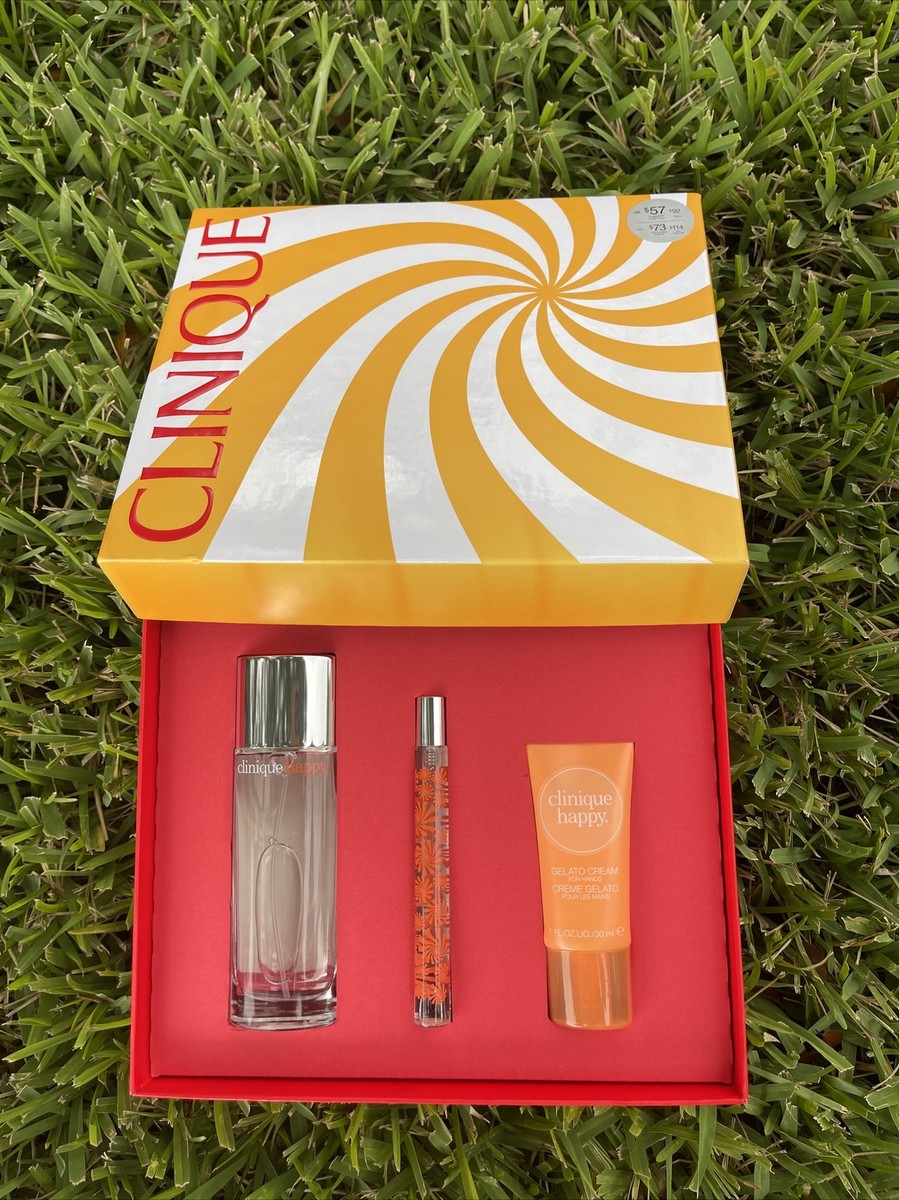 Clinique Perfectly Happy Perfume 3pc Gift Set FL Oz Spray Body