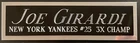 JOE GIRARDI Yankees NAMEPLATE FOR AUTOGRAPHED Signed BAT-JERSEY-BASEBALL-PHOTO
