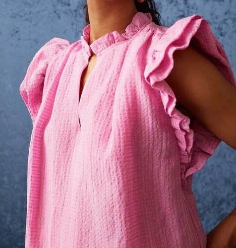 MARIE Oliver Merritt Top Blouse Feminine flounce sleeve Women Azalea Size XL - Picture 3 of 9