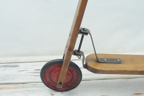 Vintage Wood And Metal Childs Scooter Vero Stepke? Decor Original Condition - Picture 4 of 12
