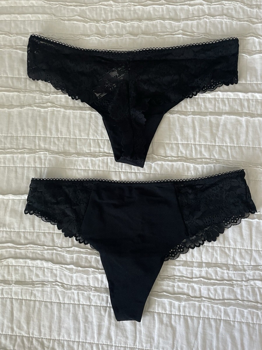 New Lot Victoria's Secret M Womens Lace Thong Panty PINK Black