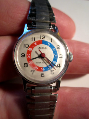 VINTAGE ACQUA WATCH MODEL 91 WIND UP RED AND BLUE FACE DIAL LADIES'