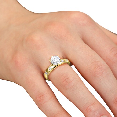 10K Oro Amarillo Mujer Redondo Boda Diseño Anillo Solitario Apx 1.00ct | eBay